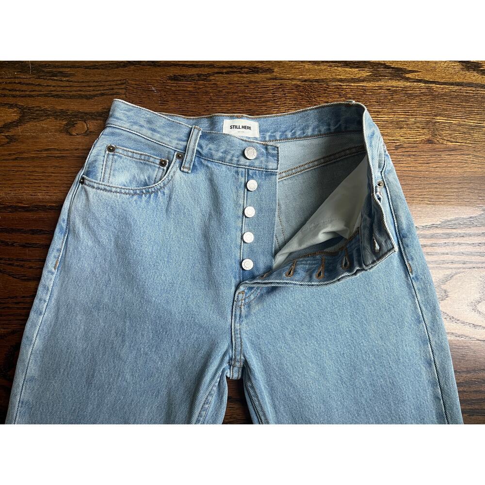 STILL HERE Tate jeans Sz. 26 black & white stripes vintage blue street wear - Picture 3 of 9
